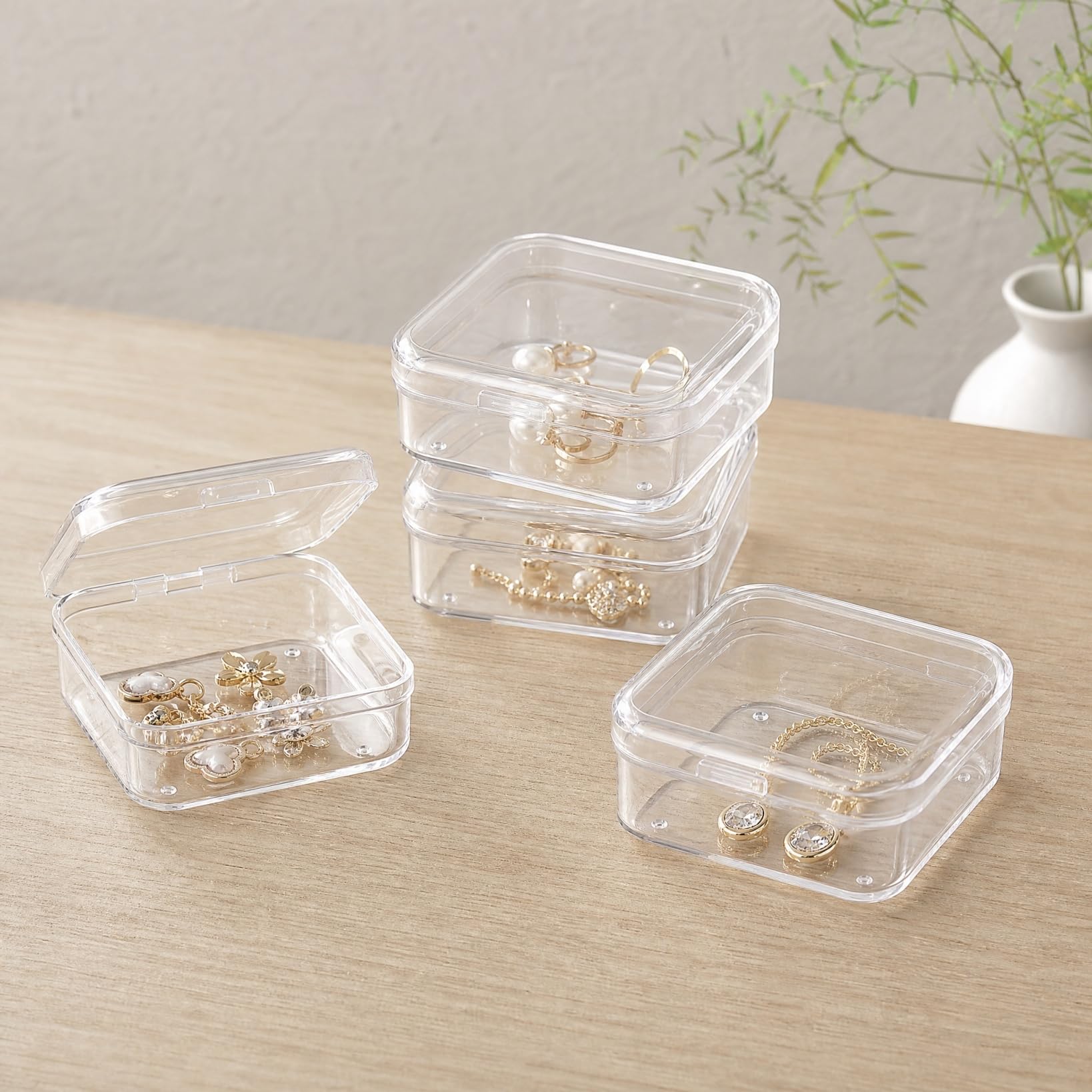 Amazon.co.jp: NUOLUX 透明プラスチックケース 正方形収納ボックス